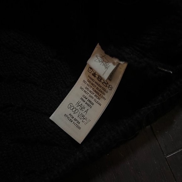 RARE Stussy Stüssy Open Knit Collared Sweater top black Men’s Size Medium HTF - Picture 7 of 10